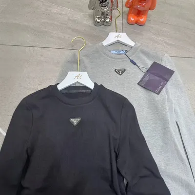 Prada Logo Crewneck Black Casual Sweatshirt