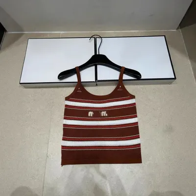 Knitted Striped Brown Tank Top