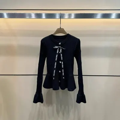 Miu Miu Knit Black Ribbed Sweater
