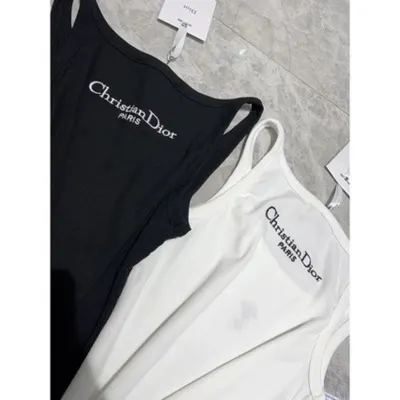 Christian Dior Logo Black Tank Top
