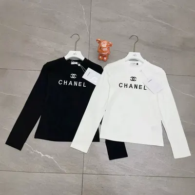 Chanel Logo Long Sleeve Black Casual T-Shirt
