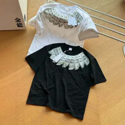 Unisex Money Print White Casual T-Shirt