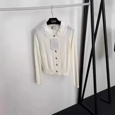 CH White Knit Collar Cardigan