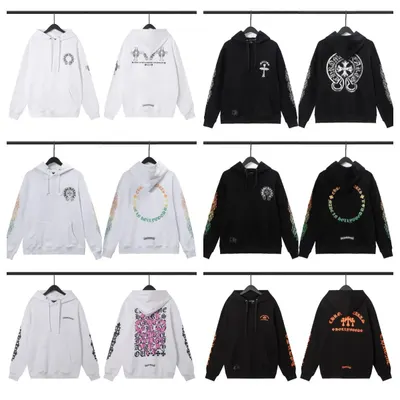 Unisex Hoodie White Black Graphic Print Sweatshirt