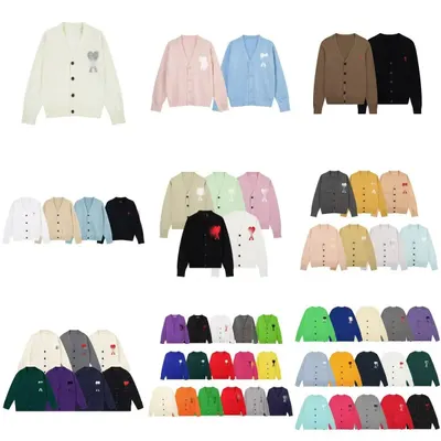 Knitted Cardigan Multi Color Heart Pattern Sweater
