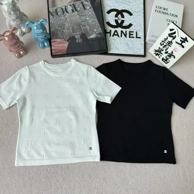 Chanel Perforated T-Shirt White Casual
