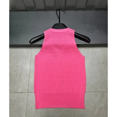 Pink Knit Sleeveless Top Casual