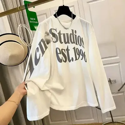 Acn Studios White Oversized Long Sleeve T-Shirt
