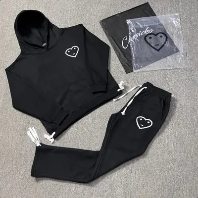 Cansicko Heart Logo Black Hoodie And Pants Set