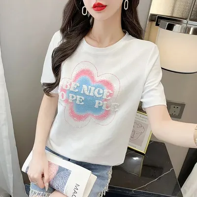 White Graphic Print Round Neck T-Shirt