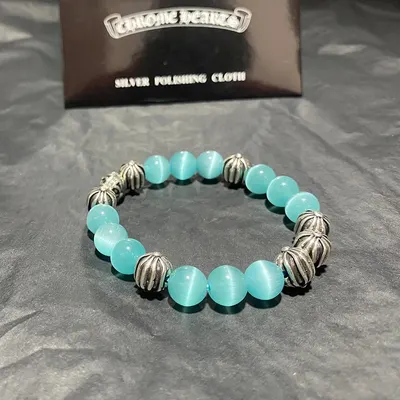 Chrome Hearts Turquoise Beaded Silver Accent Bracelet