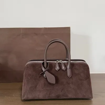 Suede Duffel Bag Brown Classic Handbag