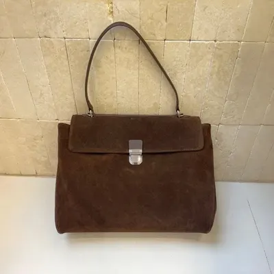Brown Suede Shoulder Bag Classic Style