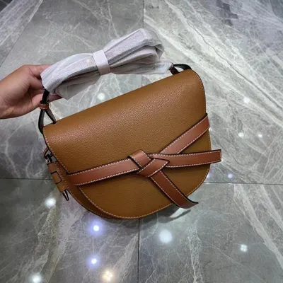 Leather Crossbody Bag Brown Minimalist Style