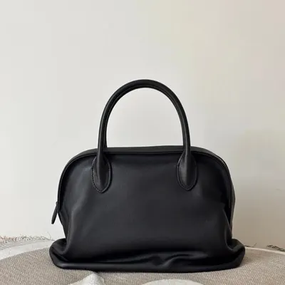 Leather Tote Bag Black Classic Handbag