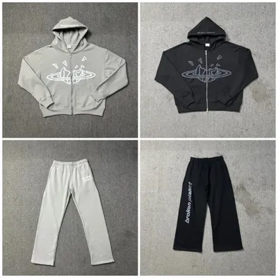 Broken Planet Zip Hoodie Gray Casual Sweatshirt