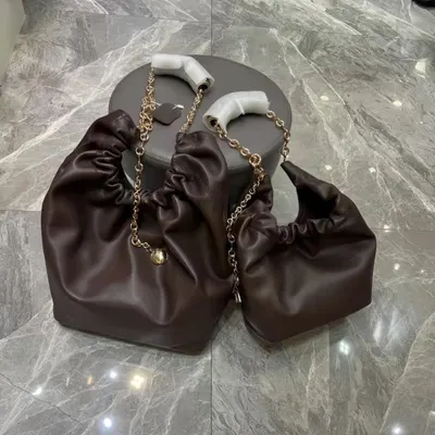 Leather Brown Chain Shoulder Bag