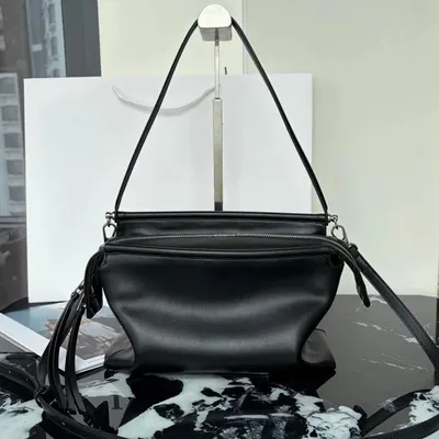 Leather Crossbody Black Minimalist Handbag