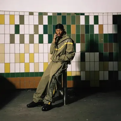 Olive Green Track Suit With Yellow Stripes Sporty Style