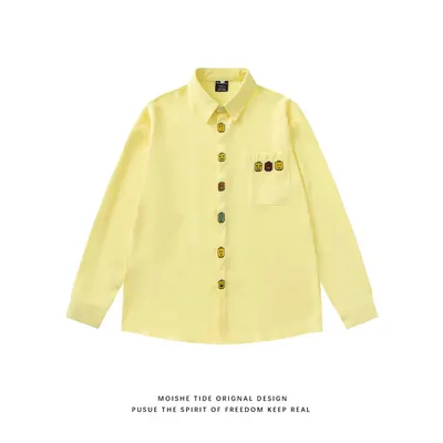 Moishe Tide Yellow Cartoon Button Shirt