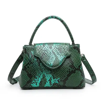 Snake Print Green Handbag Fashion Tote Bag