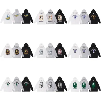 A Bathing Ape Hoodie White Gray Black Streetwear