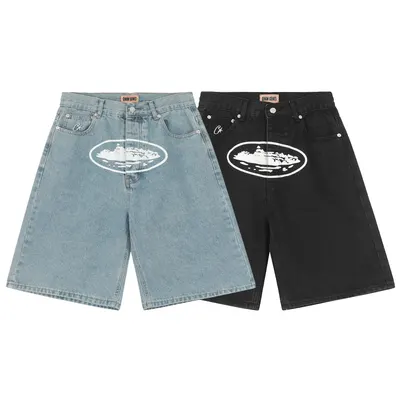 Denim Genes Denim Shorts Light Blue And Black Casual