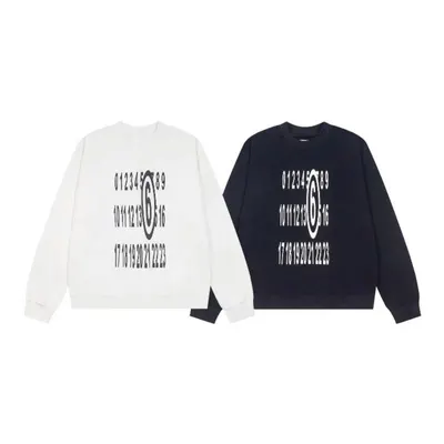 Unisex Number Print White Casual Sweatshirt