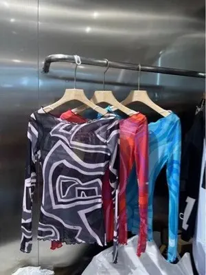 Abstract Print Long Sleeve Top Multicolor Casual Wear