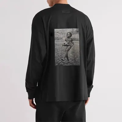 Black Long Sleeve Graphic T-Shirt Black Casual
