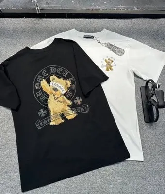 Cartoon Bear Print Black Casual T-Shirt