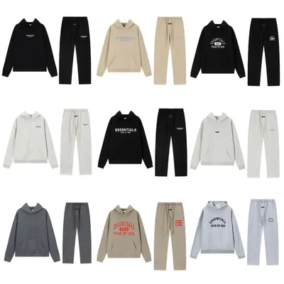 Fear Of God Essentials Black Hoodie Casual Set