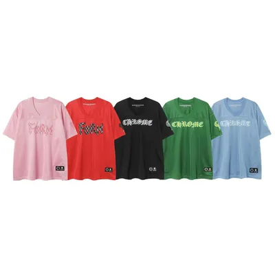 Chrome Hearts V-Neck Mesh T-Shirt Multi Color Casual