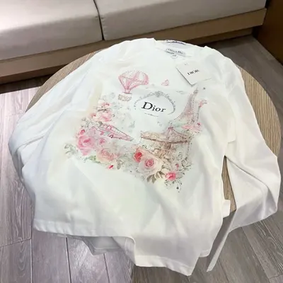 Dior Long Sleeve White Floral Print T-Shirt