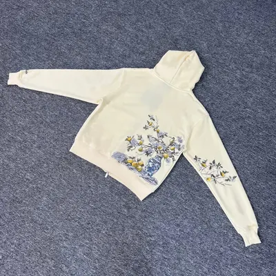 White Floral Embroidered Hoodie Casual Sweatshirt