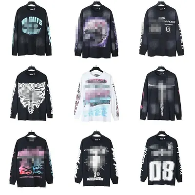 Unisex Long Sleeve Graphic Black Streetwear T-Shirt