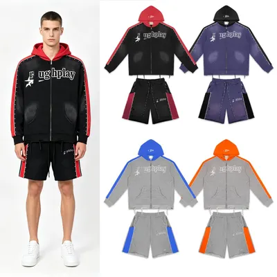 Roughplay Hoodie Set Black Red Sporty