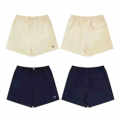 Unisex Cotton Shorts Beige And Navy Casual