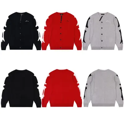 Unisex Knit Cardigan Black Red Gray Casual Sweater