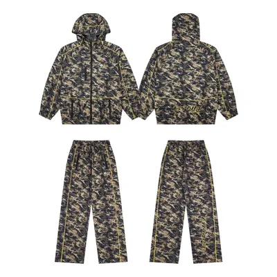Synr Camo Hooded Track Suit Set Military Green Sportswear