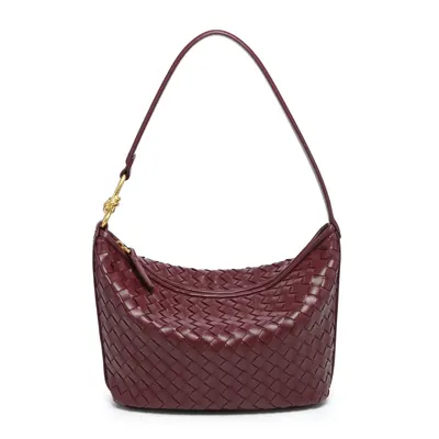 Woven Leather Burgundy Shoulder Bag