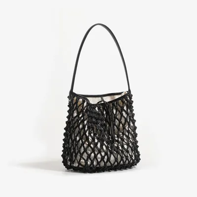 Mesh Bucket Bag Black Fashion Handbag