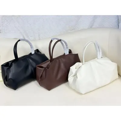 Leather Tote Bag Black Minimalist Style