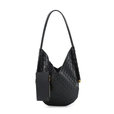 Bottega Veneta Intrecciato Black Woven Shoulder Bag