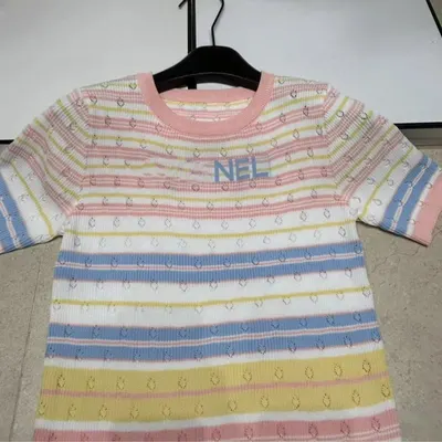 NEL Striped Knit Multicolor Casual T-Shirt