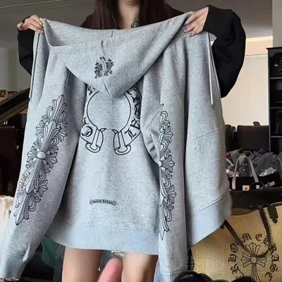 Unisex Hoodie Gray Oversized Casual Sweatshirt