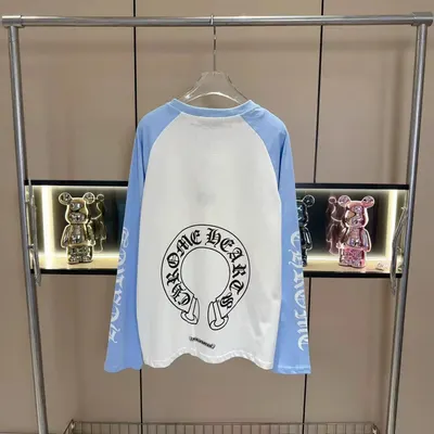 One Head Brand Long Sleeve White Blue Casual T-Shirt